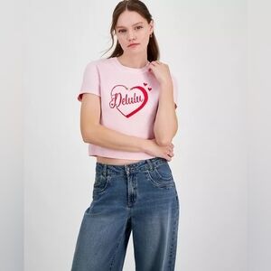 Madden Girl Junuors Delulu Short Sleeve Sweater Valentine's